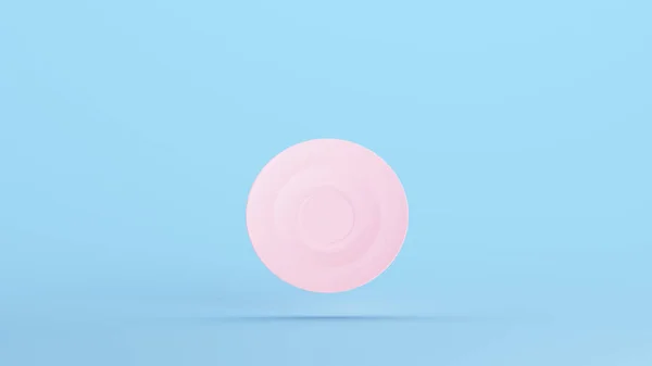 Pink Saucer Stylish Trendy Luxury Kitsch Blue Background Illustration Render — Stock Photo, Image