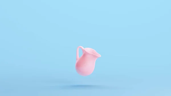 ピンクジュースミルクドリンクハンドルスタイリッシュなトレンディーなキッチュブルー背景3Dイラストレンダリングデジタルレンダリング — ストック写真
