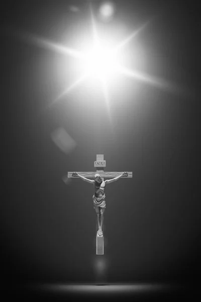 イエス キリストの磔刑キリストの受難十字架星の死救いへの苦悩宗教的シンボル3Dイラストレンダリングデジタルレンダリング — ストック写真