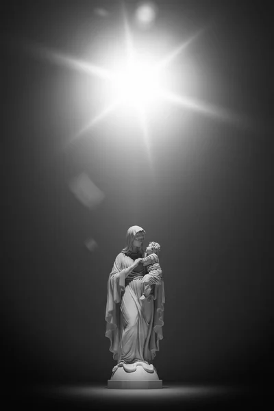 マリア マリア聖マリアイエス キリスト教ベビーの母イエス カトリック教会の宗教像スター3Dイラストレンダリングデジタルレンダリング — ストック写真