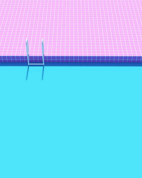 Piscina Azul Água Rosa Telhas Piscina Escada Branca Luxo Verão — Fotografia de Stock