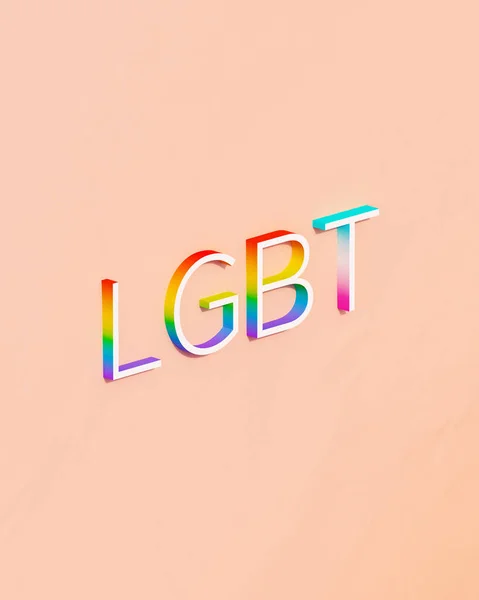 Lgbt手紙レインボープライドお祝いレズビアンゲイバイセクシャルトランス性別多色桃の背景3Dイラストレンダリングデジタルレンダリング — ストック写真