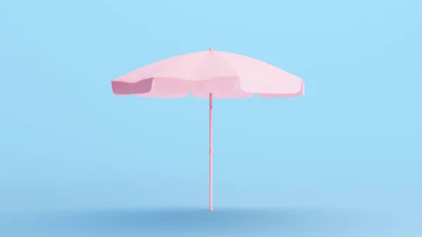 Parasol Rosa Playa Paraguas Sombrilla Protección Vacaciones Verano Kitsch Azul — Foto de Stock