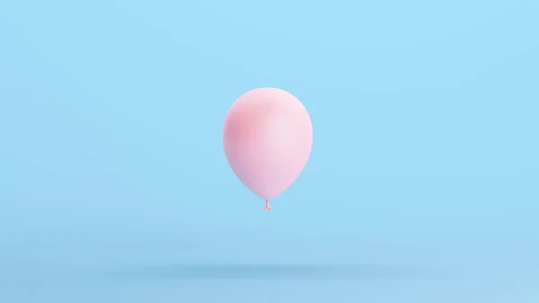 ピンクバルーン浮動ハッピー誕生日ヘリウム装飾お祝いはキッチュブルーを祝う背景3Dイラストレンダリングデジタルレンダリング — ストック写真