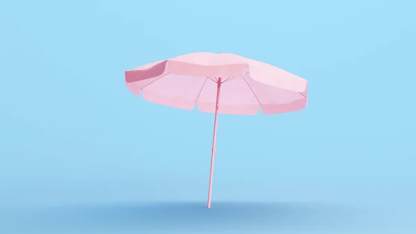 Pink Parasol Beach Paraplu Zonnescherm Zomer Vakantie Kitsch Blue Achtergrond — Stockfoto