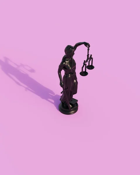 Black Justice Lady Judicial System Traditional Scales Balance Sunlight Pink — Stock Photo, Image