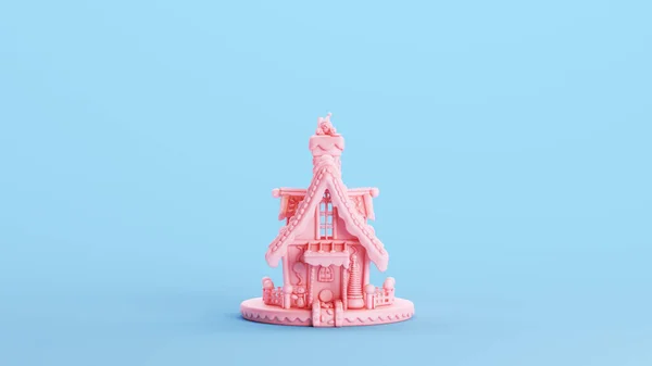 Pastel Casa Pan Jengibre Rosa Decorado Suave Gen Kitsch Fondo —  Fotos de Stock