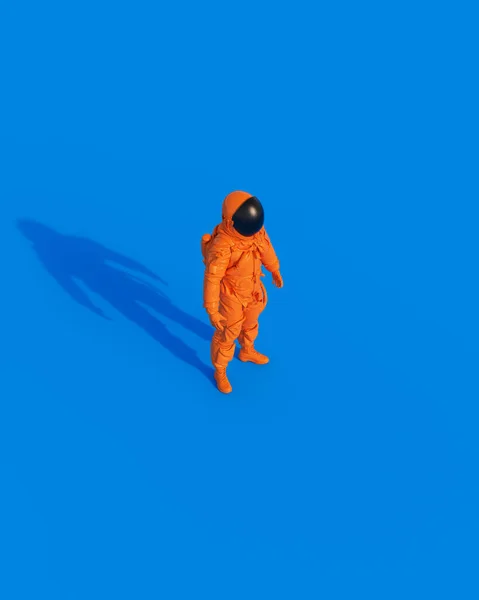 Orange Raumfahrer Astronaut Retro Raumanzug Flucht 90Er 80Er Jahre Sonnenlicht — Stockfoto