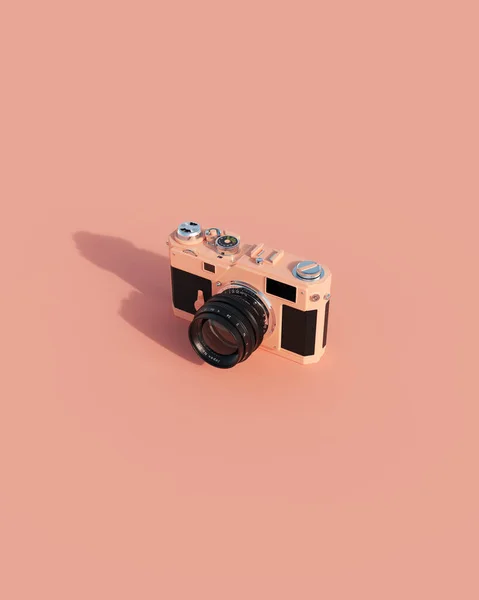 Τριαντάφυλλο Ροζ Vintage Φωτογραφική Μηχανή Νοσταλγία 80S Ρετρό Κιτς Ροδάκινο — Φωτογραφία Αρχείου