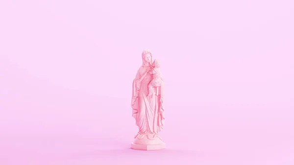 Розовая Мария Мать Мать Женщина Ребенок Иисус Статуя Святая Мать — стоковое фото