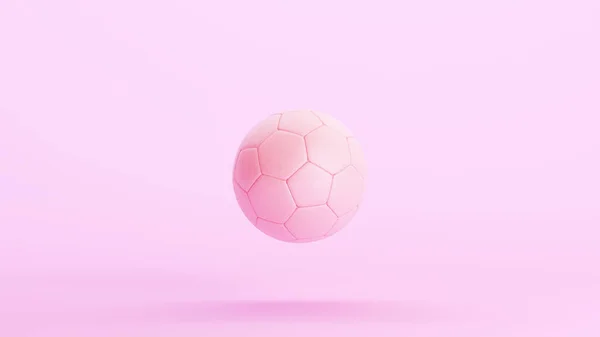 Pink Football Soccer Ball Sports Game Equipment Pastel Kitsch Background — Stock Photo, Image