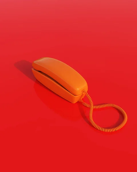 Orange Vintage Gondola Telephone Nostalgia 80S 90S Retro Kitsch Red — Stock Photo, Image