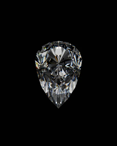 Natural resources pear diamond cut and polished beautiful jewel gemstone with refracted facets of light antiquity clarity chromatic aberration black background 3d illustration render