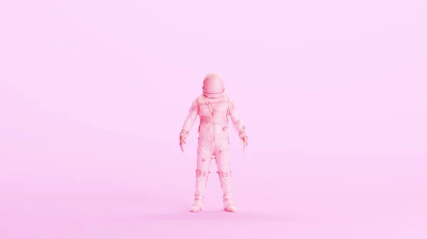 Pink Spaceman Astronaut Cosmonaut Suit Helmet Space Suit Retro Kitsch — Stock Photo, Image