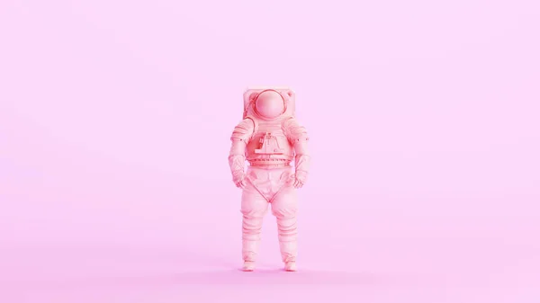 Pink Spaceman Astronaut Cosmonaut Space Walk Suit Helmet Retro Kitsch — Stock Photo, Image