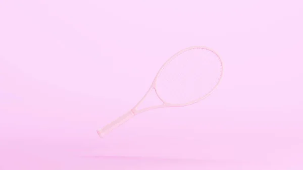 Raqueta Tenis Rosa Cuerdas Raqueta Equipo Deportivo Entrenamiento Divertido Kitsch —  Fotos de Stock