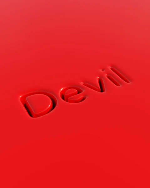 Τυπογραφία Red Devil Δακτυλογράφηση Μαλακό Στρογγυλό Κατάθλιψη Γυαλιστερό Πλαστικό Κομψό — Φωτογραφία Αρχείου