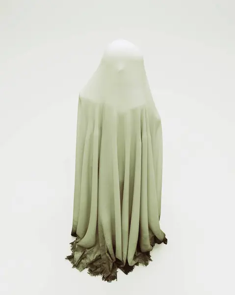 Ghostly Figure Looking Its Shoulder Plastic Sheet Death Shroud Halloween — Stock Photo, Image