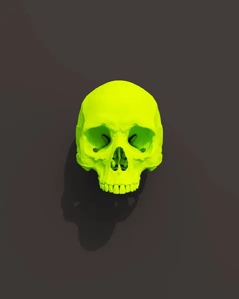 Zelená Lebka Člověk Halloween Černé Pozadí Strašidelné Čarodějnictví Horor Estetické — Stock fotografie