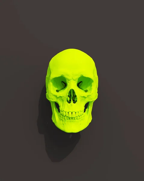 Zelená Lebka Člověk Halloween Černé Pozadí Strašidelné Čarodějnictví Horor Estetické — Stock fotografie