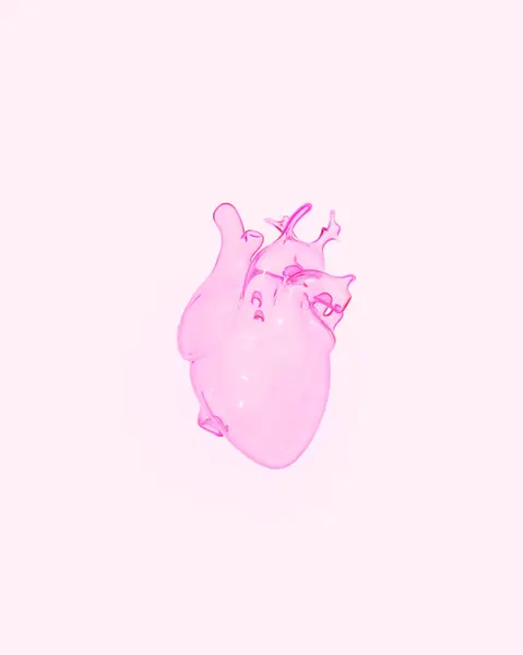Розовый Прозрачный Пластик Сердца Анатомические Блестящие Иллюстрации Искусства Милые Биологии — стоковое фото
