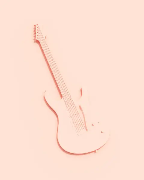 Rose pink electric guitar musical instruments equipment flat lay diagonal vibrant production background wallpaper 3d illustration render digital rendering