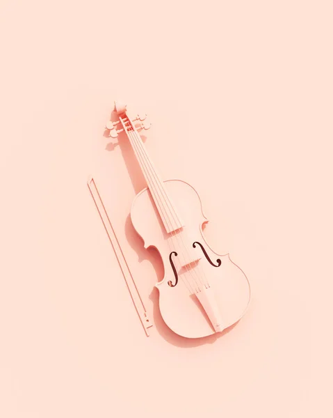 Rose pink violin fiddle musical instruments equipment flat lay diagonal vibrant production background wallpaper 3d illustration render digital rendering