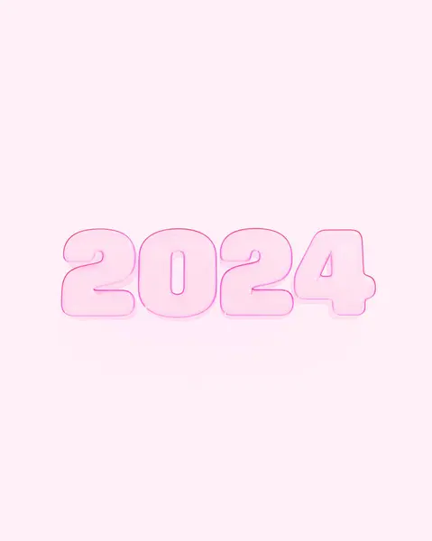 Pembe Yeni Yıl 2024 Arkaplan Sakızı Pembe Tipografi Kutlama Dekorasyonu — Stok fotoğraf