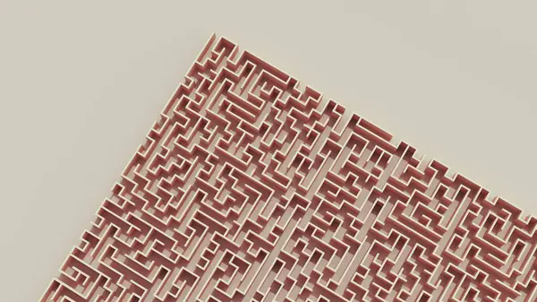 Labyrint Doolhof Beige Bruin Geometrisch Ontwerp Achtergrond Lijn Vierkant Puzzel — Stockfoto