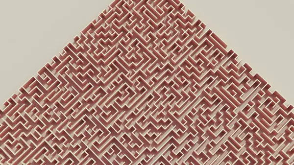 Labyrinth maze beige brown geometric design background line square puzzle diagonal cemeterial frame 3d illustration render digital rendering