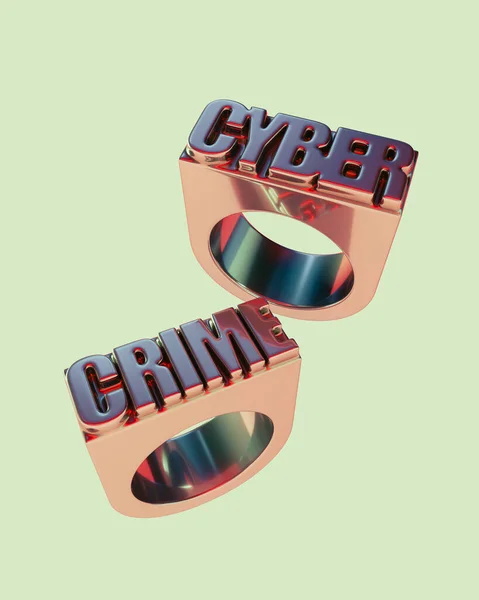 Cyber Crime Rings Chunky Silver Cool Blue Trendy Fashion Statement — Stock Photo, Image