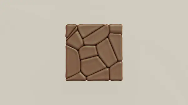 チョコレートキューブの断片茶色の柔らかい丸いダークカカオブロックグルメ3Dイラストレンダリングデジタルレンダリング — ストック写真