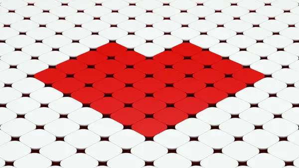 San Valentín Geométrico Rojo Corazón Forma Abstracta Patrón Rejilla Blanca —  Fotos de Stock