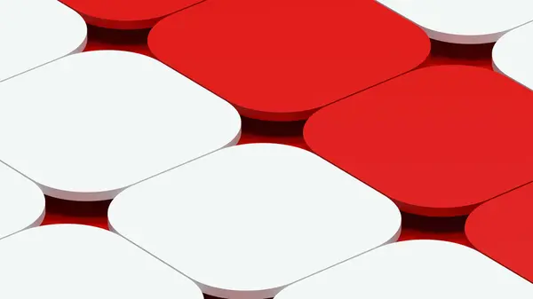 White Red Geometric Pattern Grid Square Chamfer Close Design Illustration — Stock Photo, Image