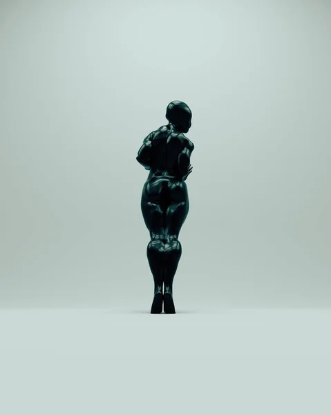 Черная Женщина Абстрактная Наклоняющаяся Скульптура Загадочная Паранормальная Фигура Тело Представить — стоковое фото