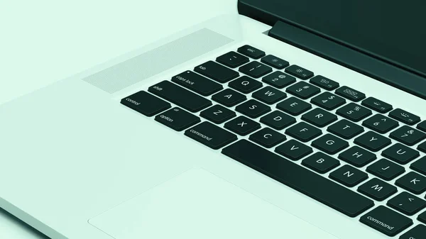 Laptop Notebook Izometryczny White Close Oświetlenie Biurowe Chłodne Oświetlenie Metaliczny — Zdjęcie stockowe