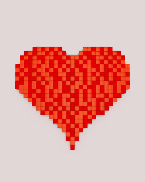 Rojo Pixel Cubo Amor Corazón San Valentín Día Romance Romántico —  Fotos de Stock