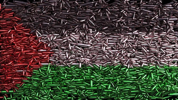 Red White Black Green Palestine Flag Bullets Ammunition Silver War — Stock Photo, Image
