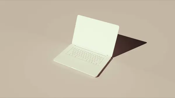 노트북 컴퓨터 노트북 중립적인 부드러운 베이지 일러스트 렌더링 디지털 렌더링 — 스톡 사진