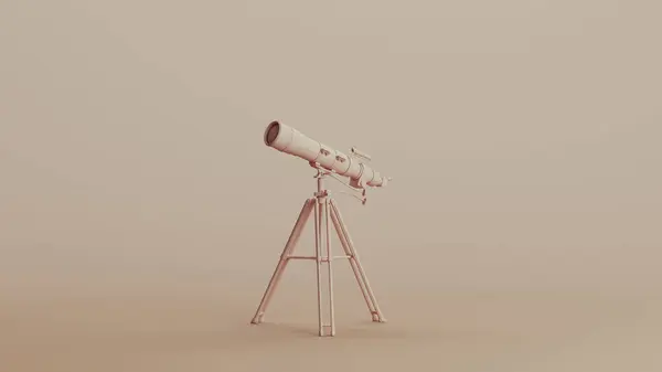 Telescopio Astronomia Stella Guardando Treppiede Sfondi Neutri Toni Tenui Beige — Foto Stock