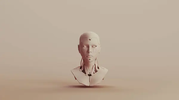 Cyborg Roboter Büste Künstliche Intelligenz Mechanische Android Futuristische Technologie Neutrale Stockbild
