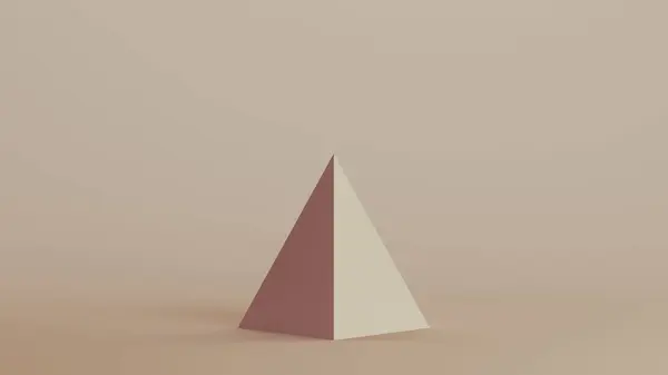 Pyramid face geometric shape solid structure neutral backgrounds soft tones beige brown 3d illustration render digital rendering