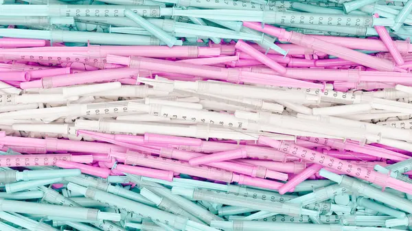 Baby Pink Blue White Transgender Syringes Testosterone Estrogen Health Care — Stock Photo, Image