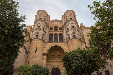 Malaga, İspanya - 26 Ekim 2022: Malaga Katedrali, 26 Ekim 2022