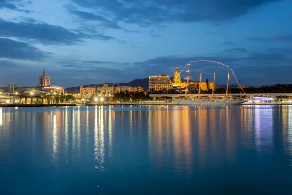 Malaga Spanya Ekim 2022 Malaga Şehrinin Gece Görüntüsü Ekim 2022 — Stok fotoğraf