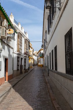 Cordoba, İspanya - 27 Ekim 2022: Cordoba, İspanya 'da Dar Sokak 27 Ekim 2022