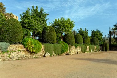 Cordoba, İspanya - 27 Ekim 2022: Cordoba, İspanya 'da 27 Ekim 2022 tarihinde Hristiyan hükümdarların Alcazar Bahçesi