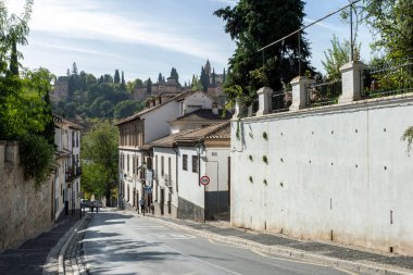 Granada, İspanya - 28 Ekim 2022: Granada, İspanya 'da Alhambra manzarası