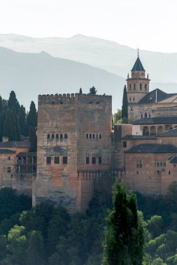 Granada, İspanya - 28 Ekim 2022: Granada, İspanya 'da Alhambra manzarası