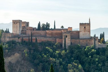 Granada, İspanya - 28 Ekim 2022: Granada, İspanya 'da Alhambra manzarası